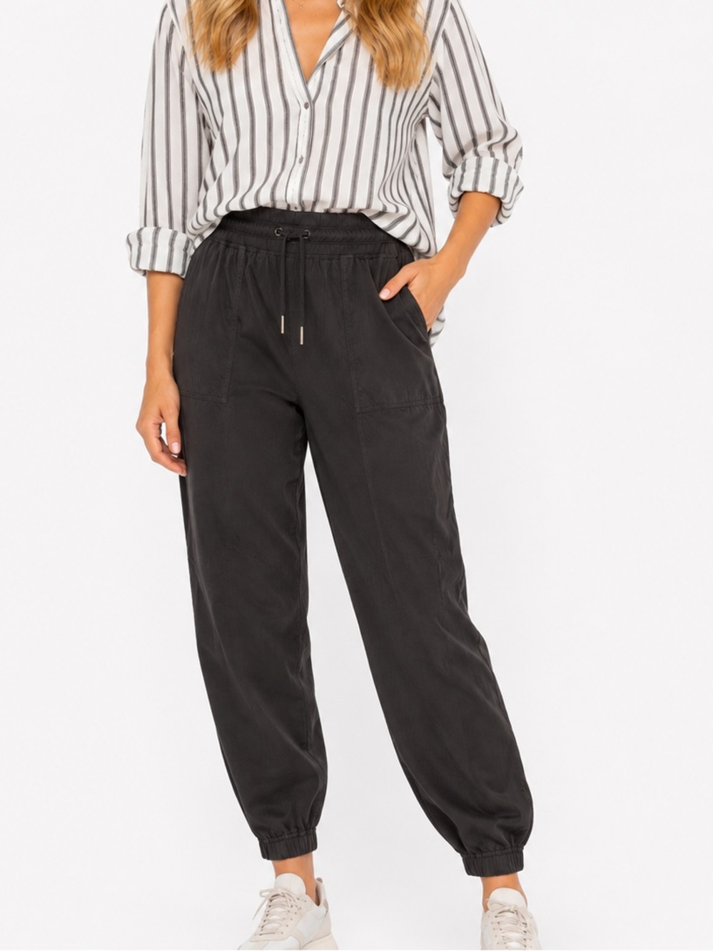 Lululemon Dance Studio Size 6 Drawstring Ankle Joggers - Black & Stripes